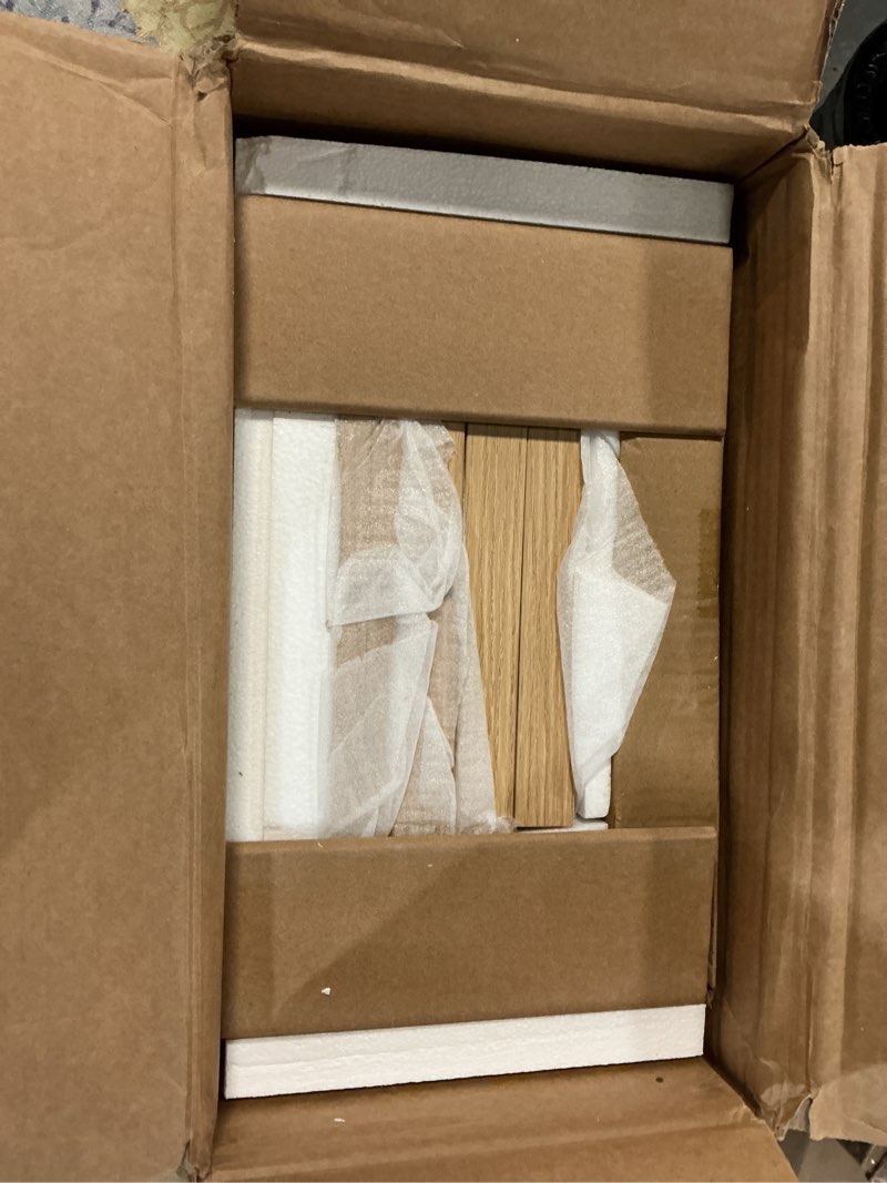 Condition photo showing New/Like New for cychuily modern fluted nightstand set of 2 for bedroom, mid century bedside table with drawer & open shelf, wood end table, farmhouse night stand for living room, hallway, oak (white marble top)