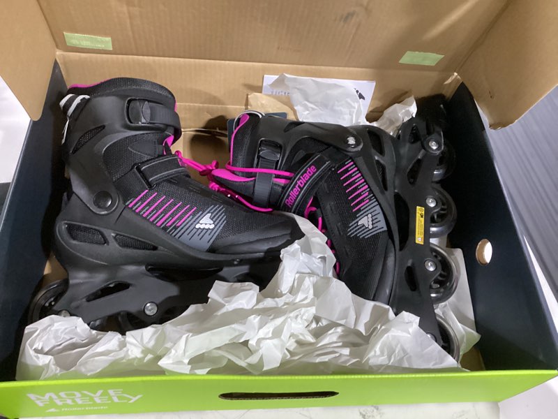 Condition photo showing Good Condition for rollerblade zetrablade women's adult fitness inline skate, performance inline skates 8 black/light blue