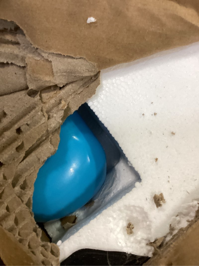 Condition photo showing Good Condition for Diroan Kids Functional Desk and Chair Set, Ergonomic Height Adjustable Children School Study Desk with Tilt Desktop, Book Stand, LED Light, Metal Hook and Storage Drawer for Boys Girls(Blue) Large Blue