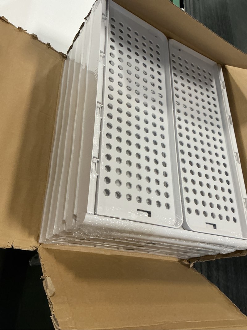 Condition photo showing New/Like New for SNSLXH 5 Pack Stackable Closet Storage Basket, Multifunctional & Foldable Closet Organizer for Bathroom Kitchen Laundry Room Wardrobe Storage, Space-Saving Clothes Storage Drawer Organizer, White White 5 Pack