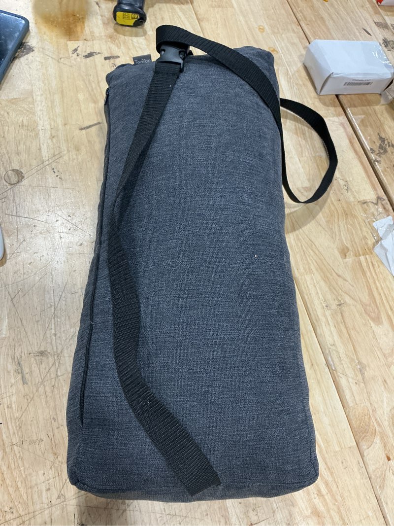 Condition photo showing As Is for lumbar pillow– firm density low back support, lumbar support for office chair & car seat back support, gray