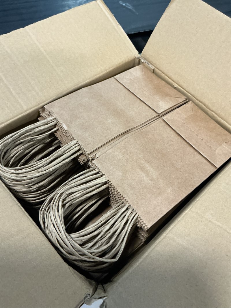 Condition photo showing Good Condition for bagdream 100 pack 3.5x2.4x6.7 inches mini gift party favor bags small brown gift bags with handles bulk recyclable kraft paper sacks