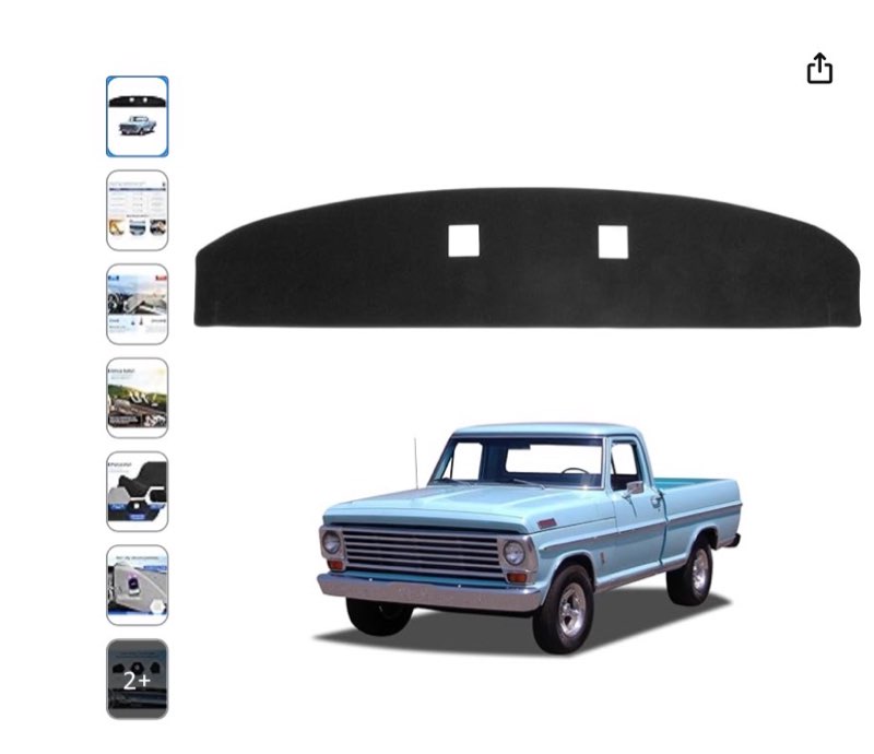 Dash Cover Mat Compatible with Ford F100 F250 F350 Pickup Truck 1967 1968 1969 1970 1971 1972 Car In