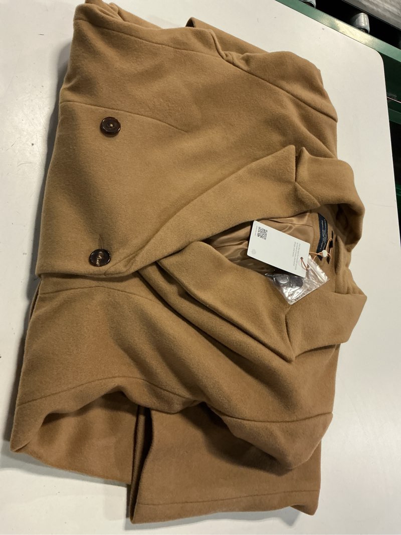 Condition photo showing Good Condition for italian wool tailored long coat, l, caramel