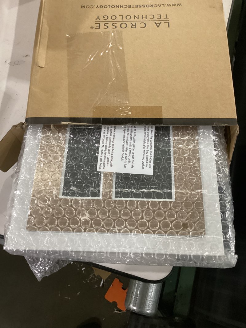 Condition photo showing New/Like New for la crosse technology 512-14937-int atomic digital wall clock with temperature & forecast in white/champagne