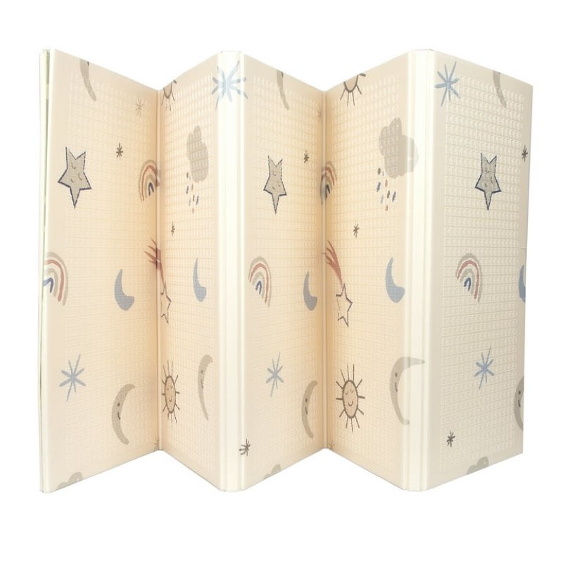 nuby reversible & foldable baby playmat, stars and sky design, 77"x58", non-slip, easy clean  