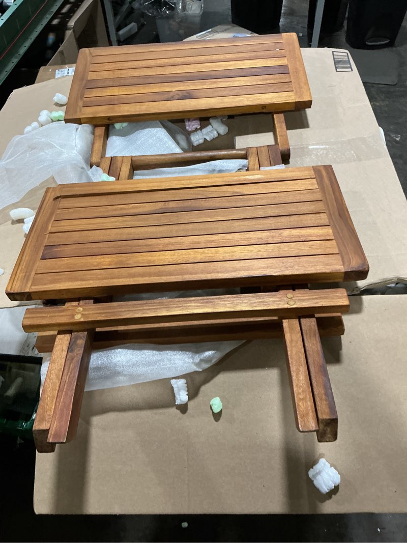 Condition photo showing Good Condition for costway 1 pc patio folding side table indonesia teak wood square slatted tabletop portable picnic