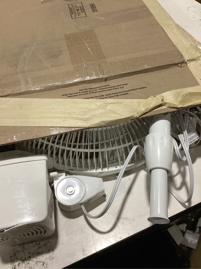 Condition photo showing As Is for lasko 2520 oscillating stand fan,white 16 inch