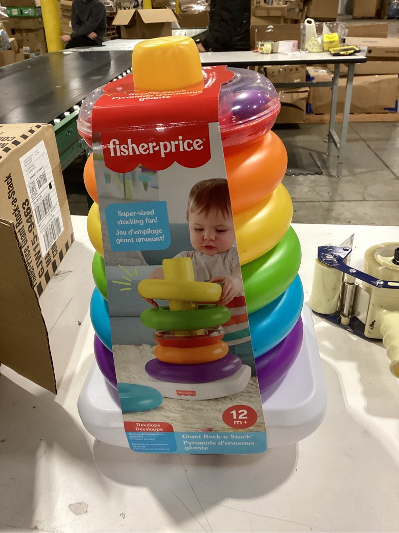 Condition photo showing Good Condition for Fisher-Price Baby & Toddler Toy Giant Rock-a-Stack, 14+ Inches Tall, Multi-Color Ring Stacker for Ages 1+ Years