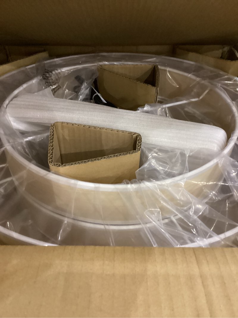 Condition photo showing Good Condition for Modern Country Drum Pendant Light for Dining Rooms Bohemian 19.7" Wood Veneer with Wood Finish Ceiling Fixture Light, Height-Adjustable, Suitable for Kitchen Islands & Bedrooms