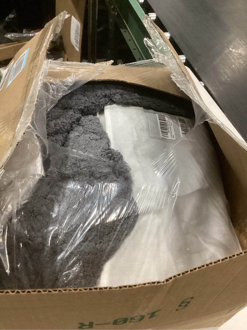 Condition photo showing As Is for L'AGRATY Chunky Knit Blanket Throw - Soft Chunky Throw Blanket 50x60: 100% Hand Kintted Chenile Crochet Throw Blanket for Couch - Large Cable Knit Chunky Blanket for Home Decor(Dark Grey) Charcoal Grey 50"x60"