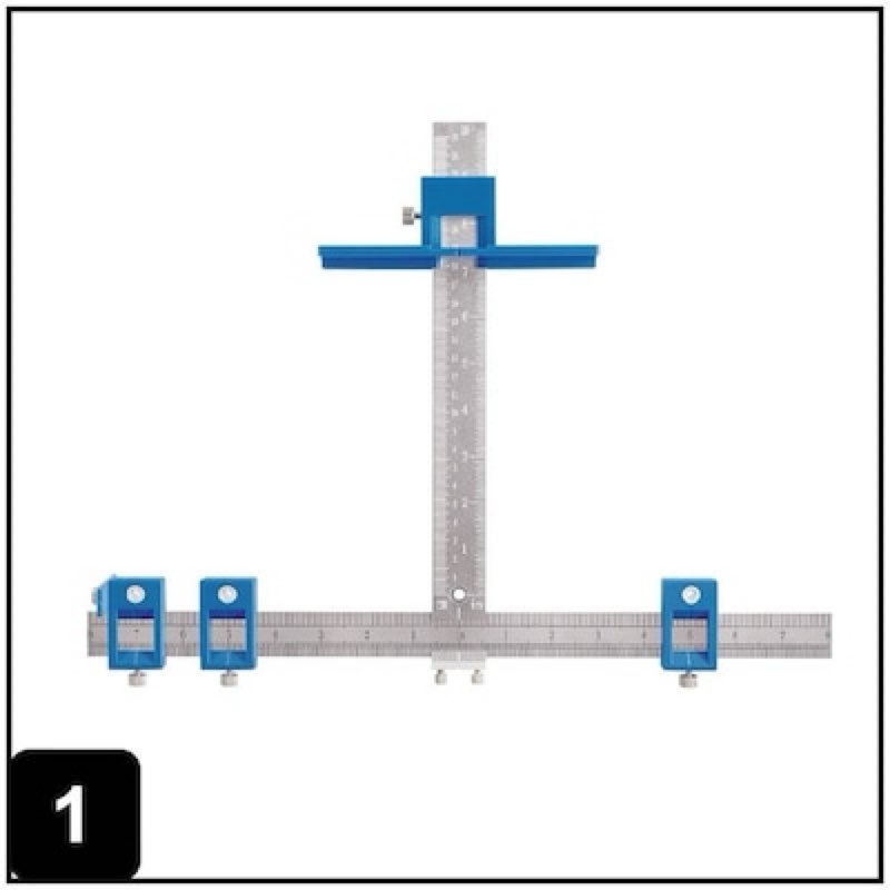 reliabilt rb cab hardware jig blue aluminum and stainless steel finish cabinet jig