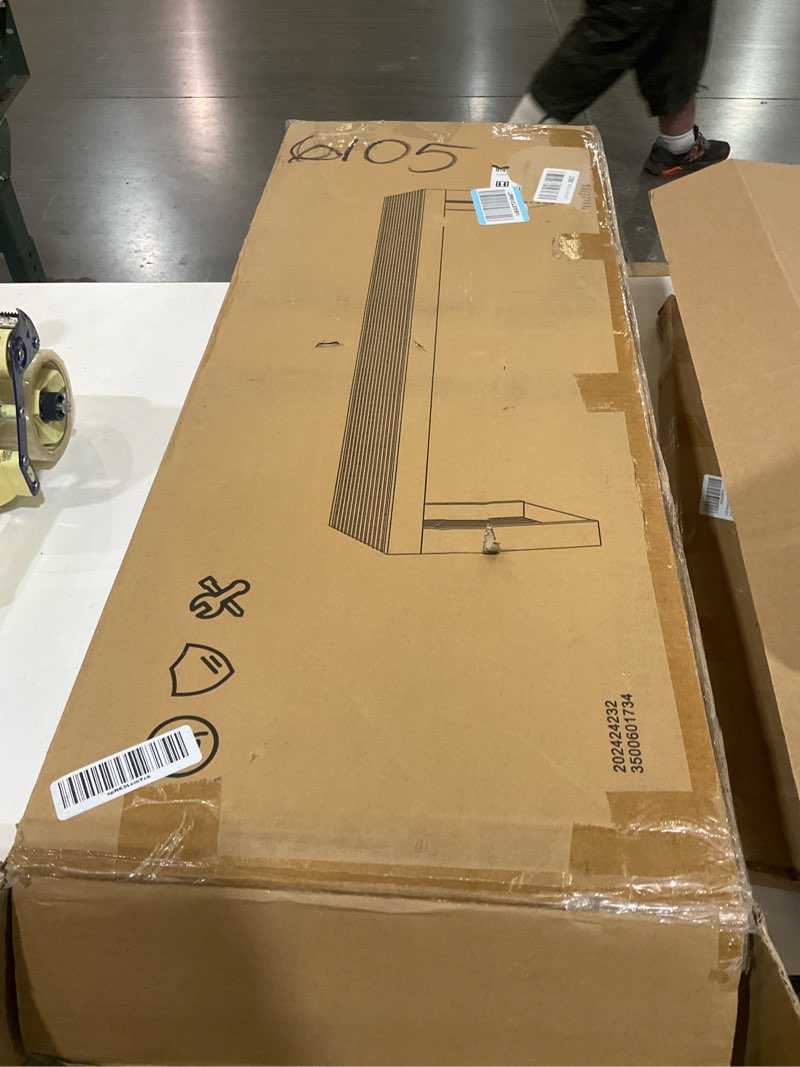 Condition photo showing As Is for Bamboo Dining Bench Indoor Long Entryway Shoe Rack Benchs,Outdoor Modern Wood Benches 35 Inch Bamboo Bench for Living Room Hallway Bedroom Bathroom White Long White