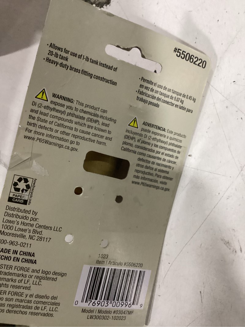 Condition photo showing As Is for master forge 3/8-in brass dual tank propane adapter