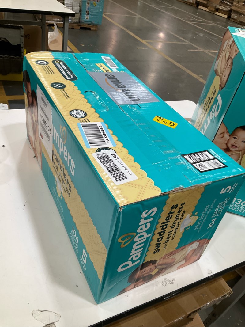 Condition photo showing New/Like New for pampers baby diapers - swaddlers - size 5, 104 count, ultra absorbent disposable infant diaper size 5 104