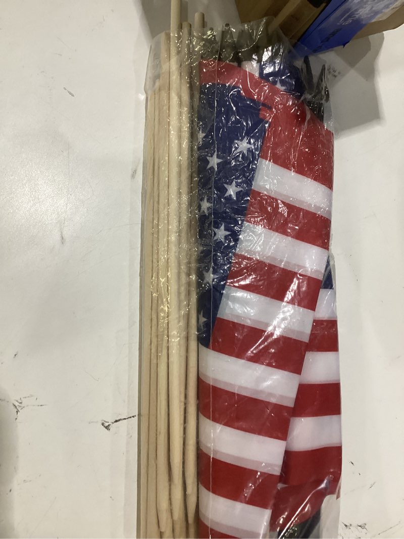 Condition photo showing Good Condition for 12x18 inch american flags on stick - patriotic american flags for outside, usa stick flag perfect for independence day, memorial day, 4th of july decorations (24) american 24