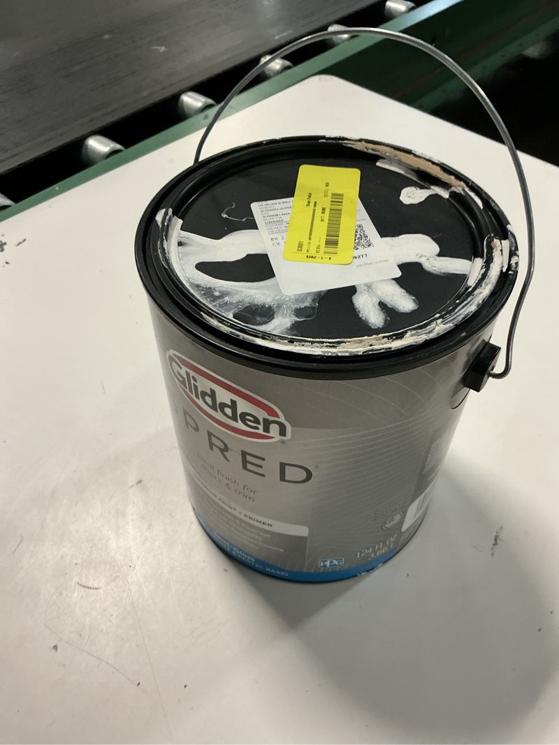 Condition photo showing As Is for glidden spred interior wall paint  tintable base  semi-gloss  1 gallon