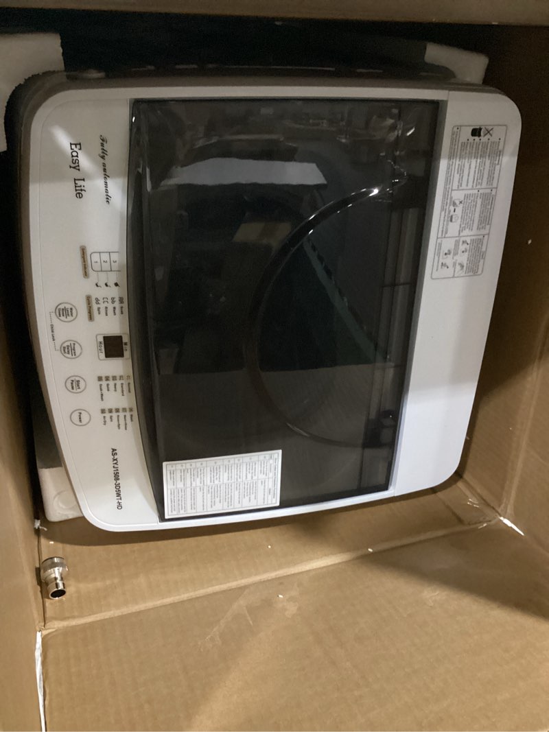 Condition photo showing New/Like New for newbulig 1.06 cu.ft. portable washing machine, 7.7lbs full-automatic laundry washer with stainless steel drum, 10 wash cycles & auto-balance, compact washer for apartment rv dorm camping, white white 1.06 cu.ft.