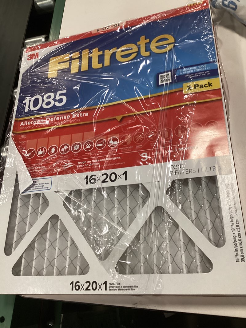 Condition photo showing As Is for Filtrete 16x20x1 2pk Allergen Defense Air Filter 1000 MPR:
