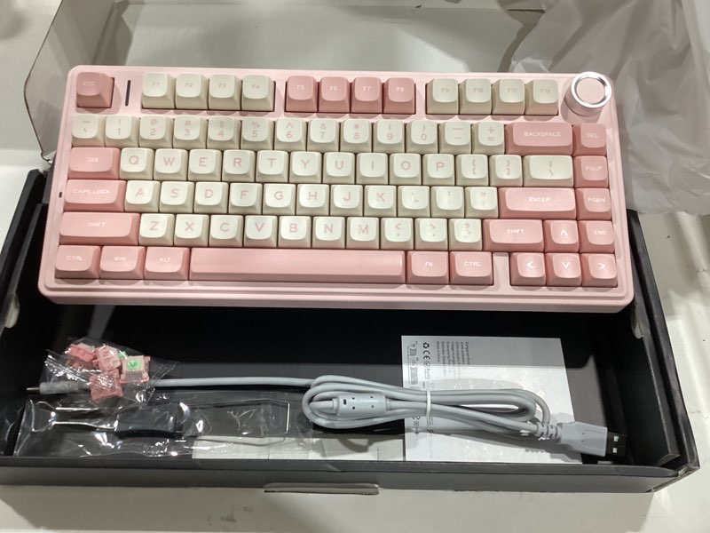 Condition photo showing Good Condition for aula f75 75% wireless mechanical keyboard, hot swappable pink creamy keyboard, pre-lubed linear switches, pbt keycaps, 2.4ghz/type-c/bt5.0, rgb backlit computer gaming keyboards for office/laptop/pc