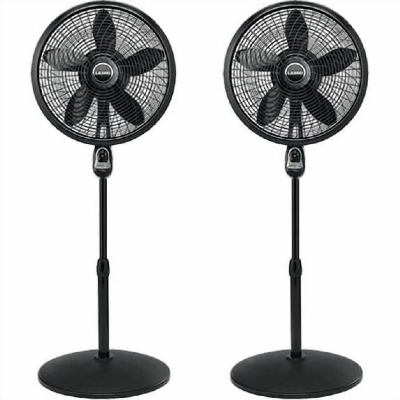 Lasko Cyclone 18" Oscillating Pedestal Fan with Remote, 54" H, 2-Pack, Black