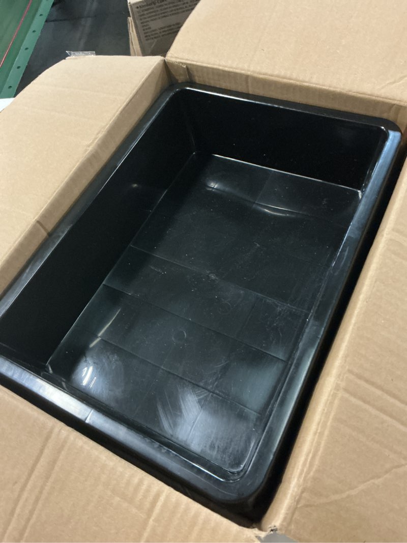 Condition photo showing Good Condition for hoteam 10 pcs flat storage organizer tray bin paper tray for classroom plastic stackable file organizer for school office teacher book organization(black,13.78 x 9.84 x 3.15 inch) black 13.78 x 9.84 x 3.15 inch