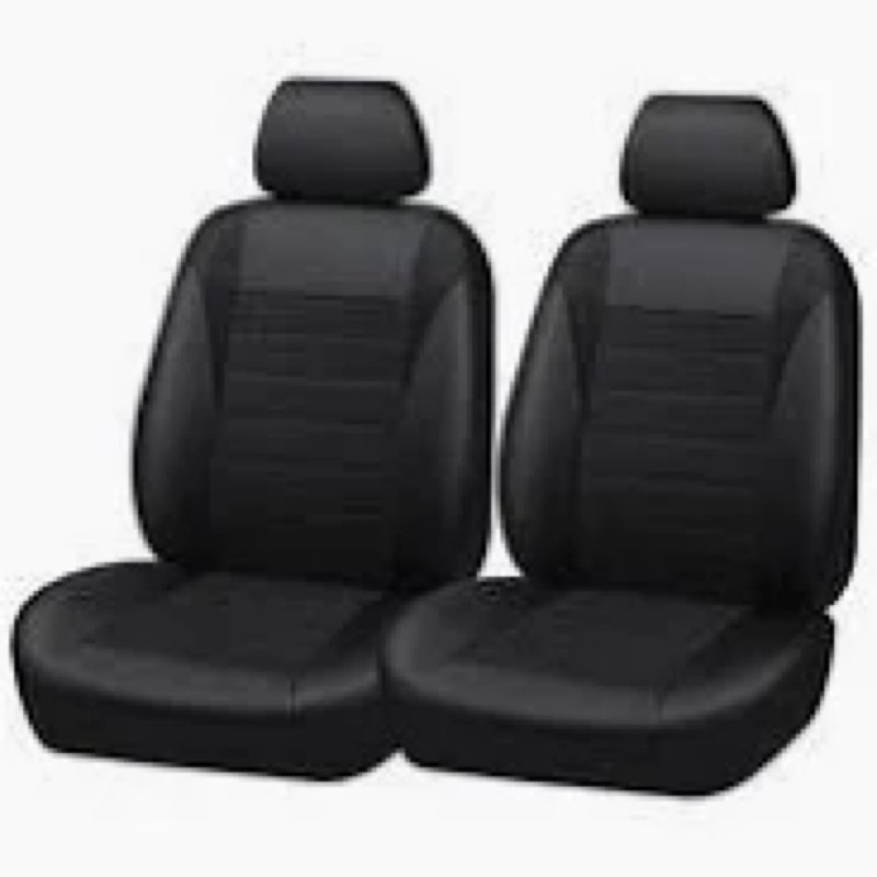 ifwohao Leather Car Seat Covers, Front Seat Cover, Car Seats Protectors, Black Car Seat Covers Unive