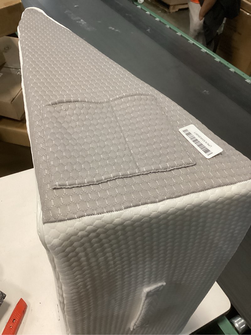 Condition photo showing Good Condition for Bedluxe Wedge Pillow, 12 inch Bed Wedge Pillow for Headboard, Pillow Wedge for Acid Reflux Relief, Sleeping, After Surgery, Snoring, Gerd, Triangle Pillow Wedge - Cooling Memory Foam Top, White/Grey 24*24*12 Inch White Grey