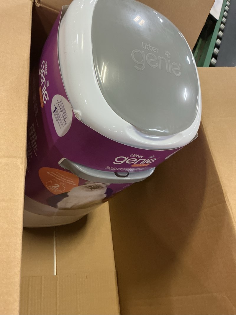 Condition photo showing Good Condition for litter genie style pail cat litter box waste disposal system for odor control includes 1 square refill bag white