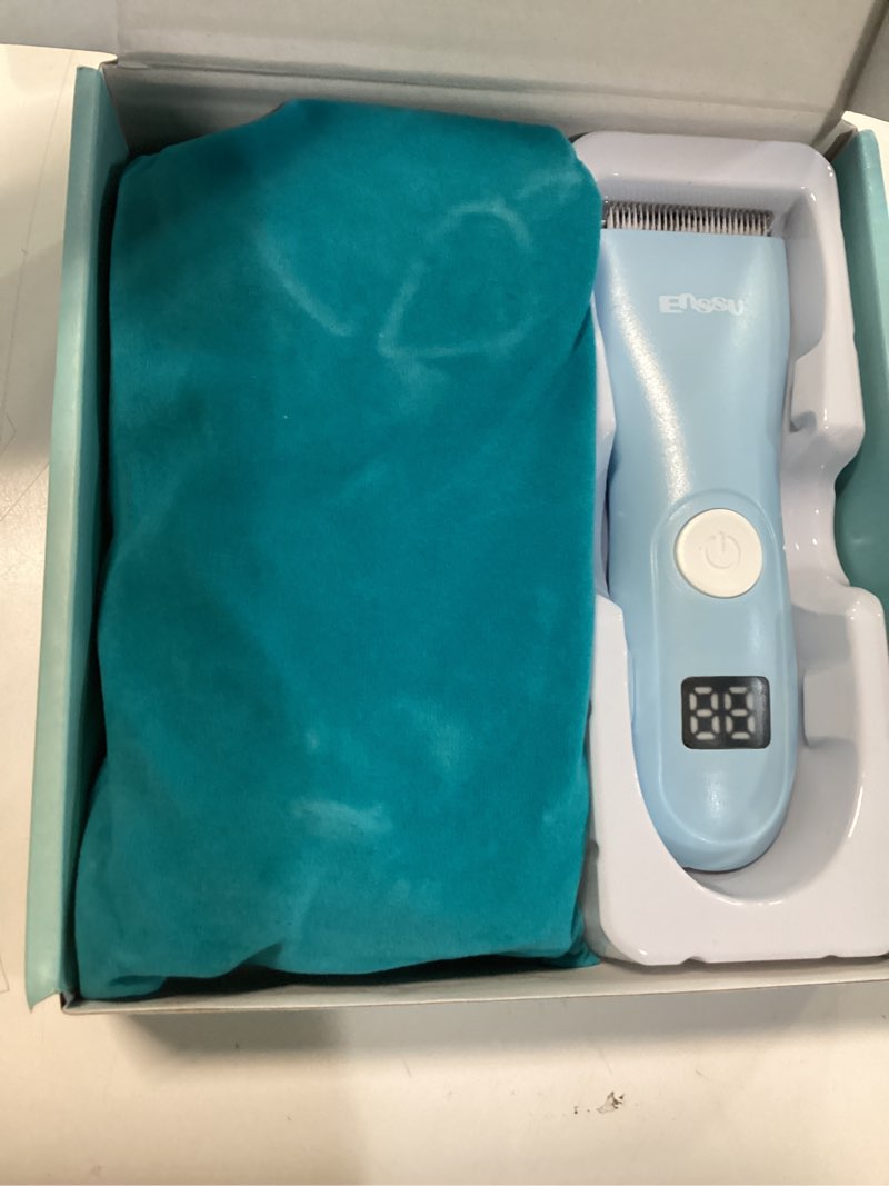 Condition photo showing Good Condition for baby hair clippers, professional quiet hair trimmer for kids and toddler, waterproof & rechargeable cordless hair cutting machine for children, with lcd display blue