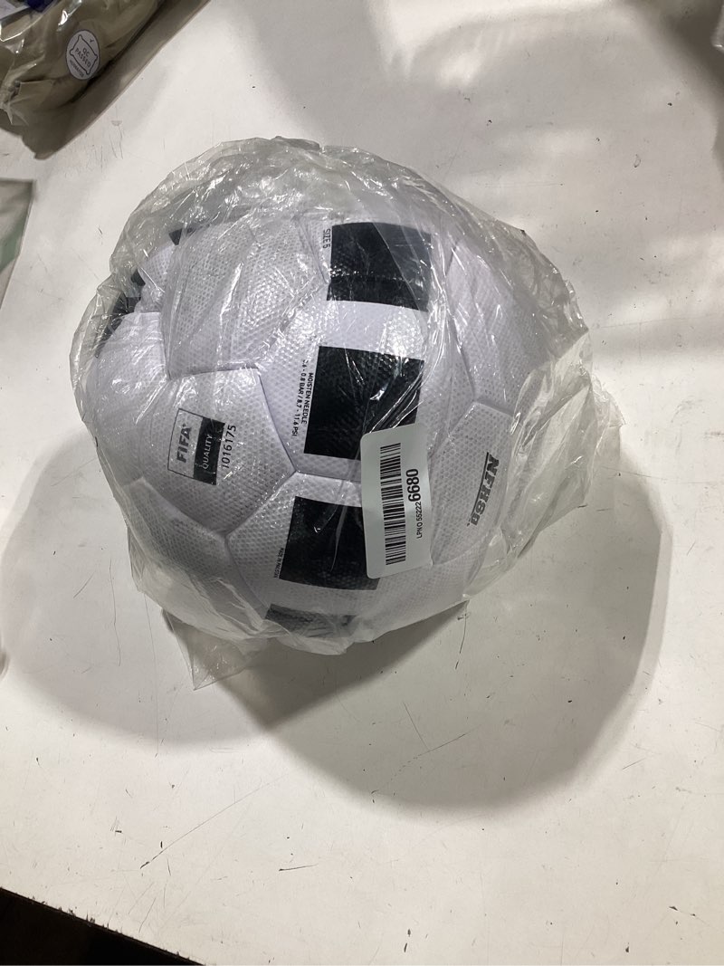 Condition photo showing As Is for capelli sport soccer ball size 5, high school classic competition elite (nfhs) soccer ball for youth and adult players, outdoor and indoor training, white/black
