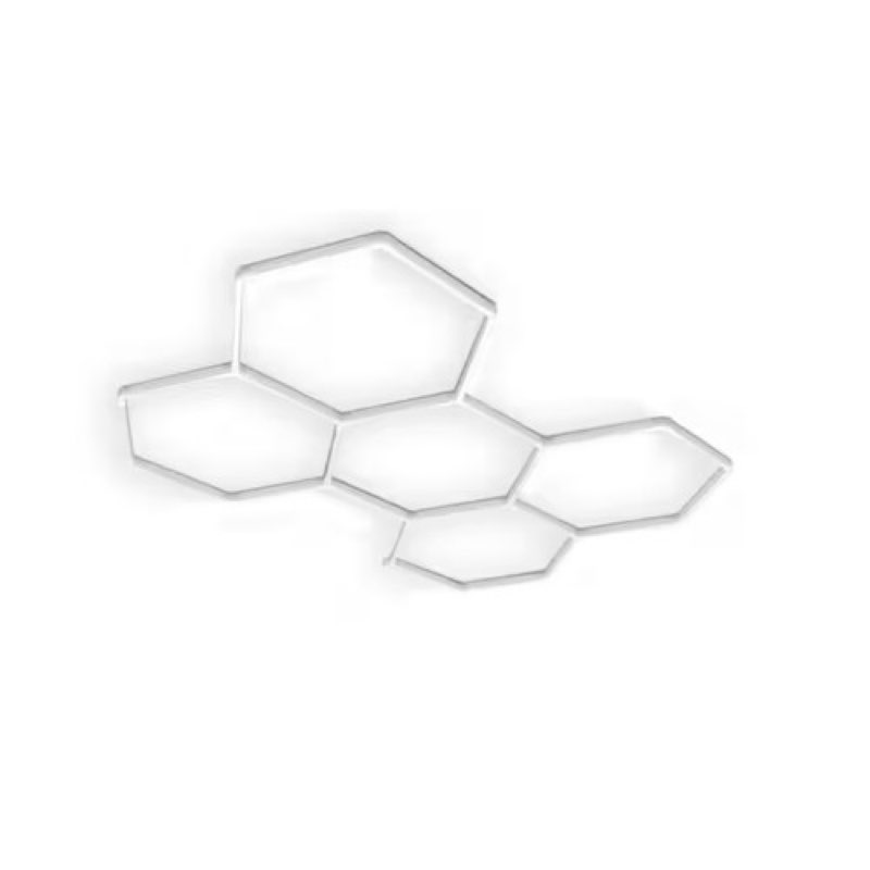 feit electric 5 grid flexagon led hex light, dimmable, flush mount or hanging