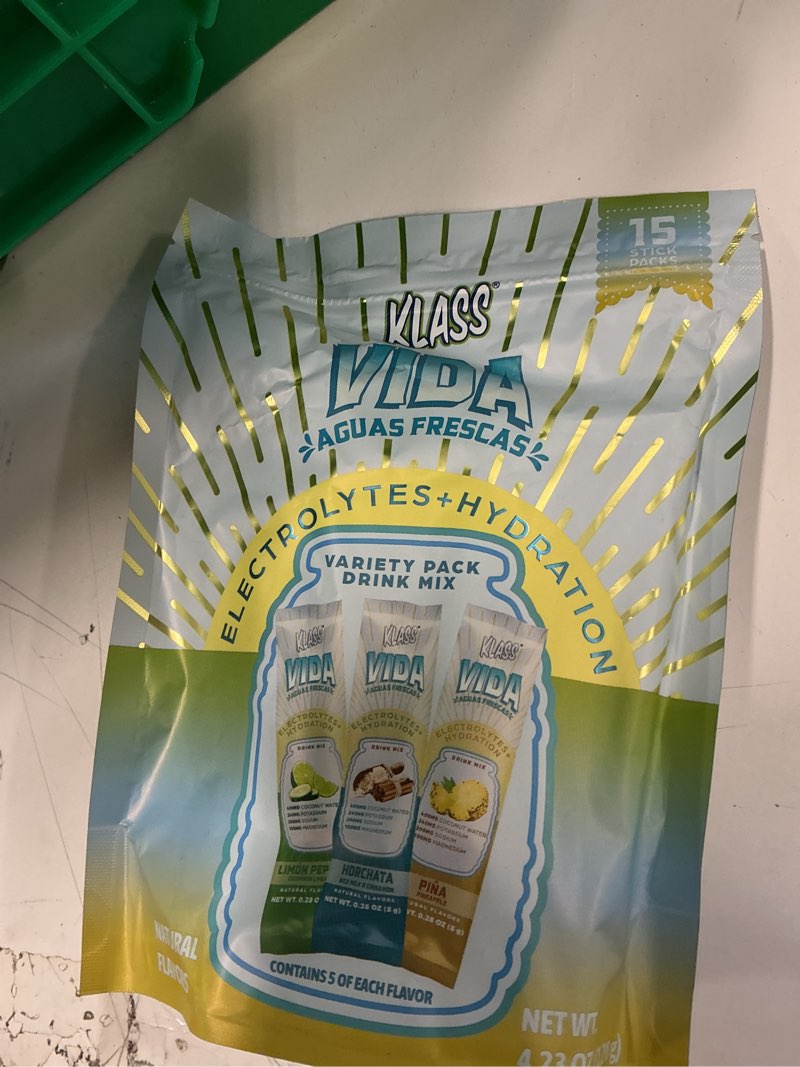 KLASS VIDA Variety Pack Electrolyte Drink Mix – Pineapple, Horchata & Cucumber Limeade Flavors | Sug
