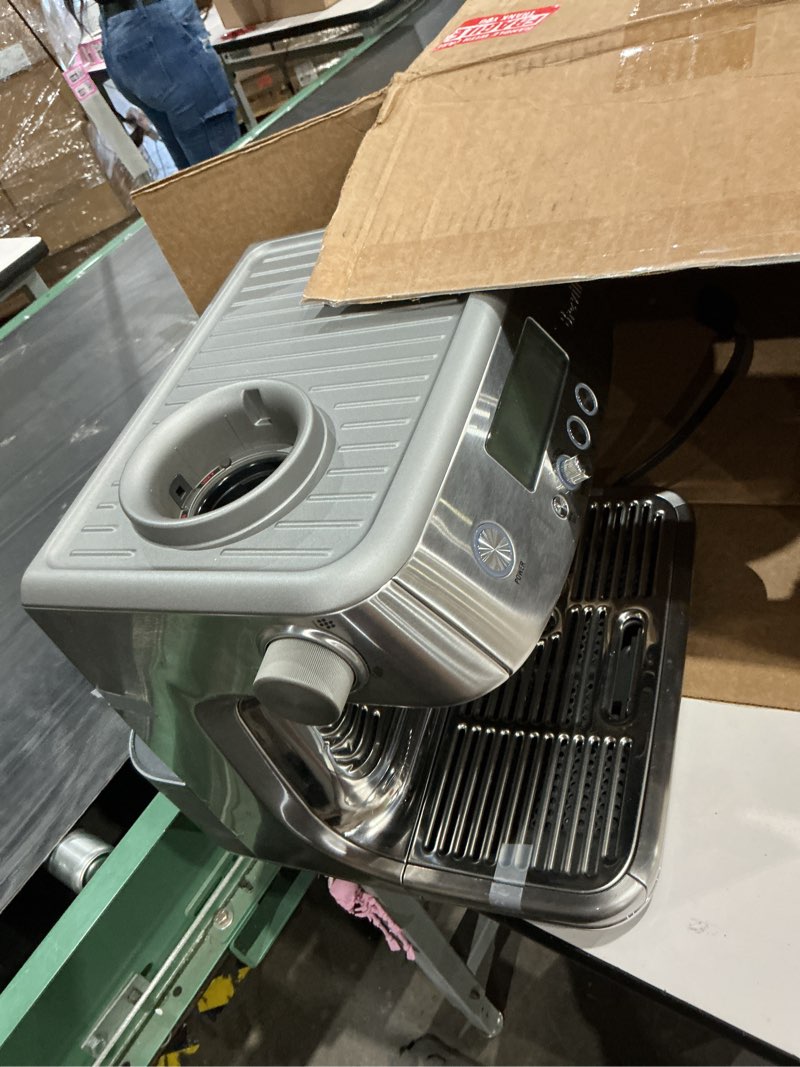 Condition photo showing As Is for incomplete missing pieces breville barista pro espresso machine bes878bss, brushed stainless steel