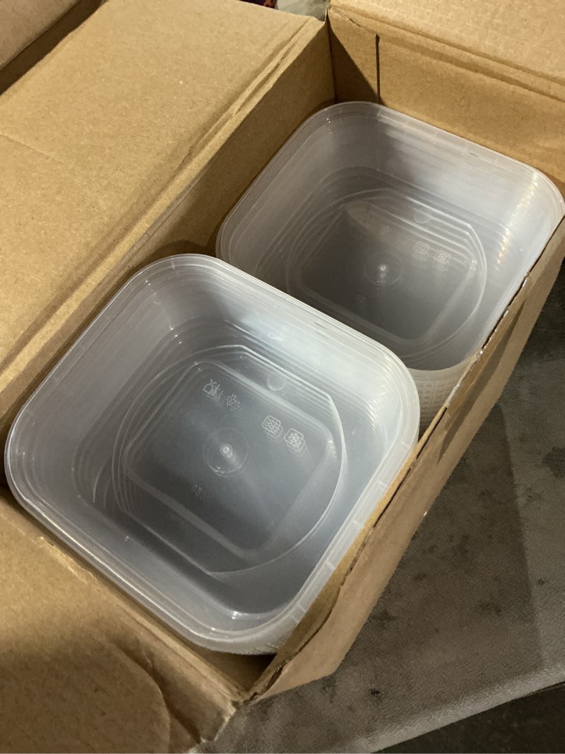 Condition photo showing Good Condition for 50 Pack 8 oz Tamper Proof Deli Containers with Lid Disposable Square Deli Plastic Sandwich Tiramisu Airtight Meal Container with Lids for Refrigerator Dishwasher Microwave Take out Kitchen 50 8 oz