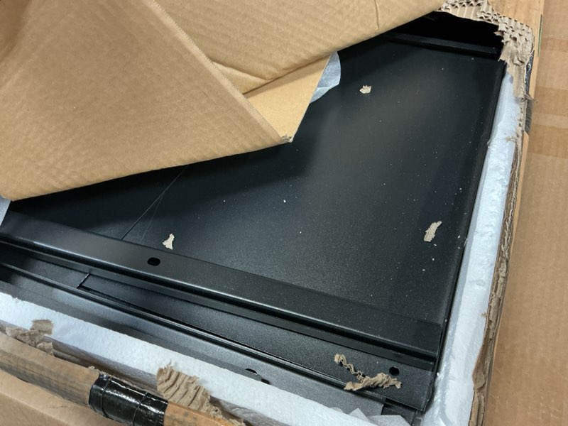 Condition photo showing Good Condition for 6 ft. x 4 ft. black freestanding metal privacy screen room divider with flower box