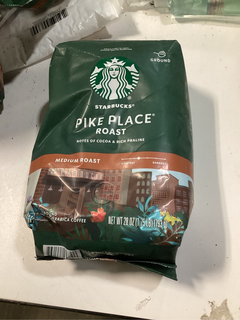 Condition photo showing New/Like New for Starbucks Ground Coffee, Medium Roast Coffee, Pike Place Roast, 100% Arabica, 1 Bag (28 Oz)