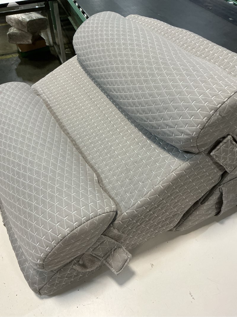 Condition photo showing As Is for 4PCS Wedge Pillow Set for After Surgery, Adjustable 9&12 Inch Bed Wedge Pillow for Sleeping, Incline Pillow Wedge for Headboard, Post Surgery, Acid Reflux, Neck&Back Support, Grey Adjustable 9&12 Inch + 2 Head Pillow Grey