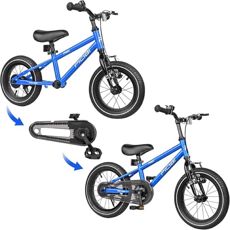 Picibi 2-in-1 Convertible Balance Bike & Toddler Bike for Kids 4,5,6 Years Old, Coaster & V-Brake Double Safety, Off-Road Tires