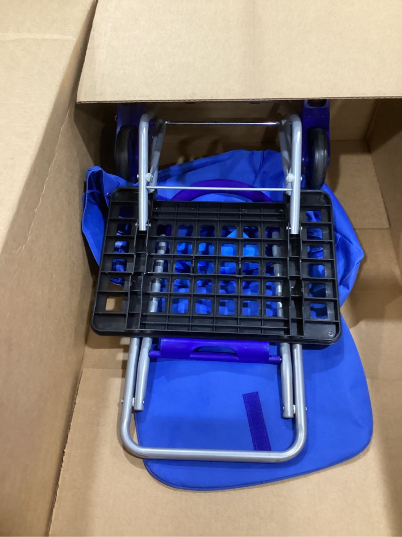 Condition photo showing Good Condition for dbest products Stair Climber Bigger Trolley Dolly, Blue Shopping Grocery Foldable Cart Condo Apartment