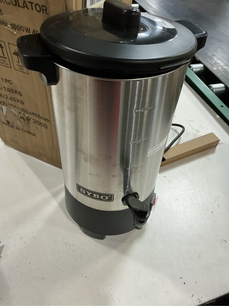 Condition photo showing Good Condition for  commercial coffee urn, 40 cup 203oz hot beverage dispenser with dripless faucet, 1090w quick-brewing, automatic temperature control, silver