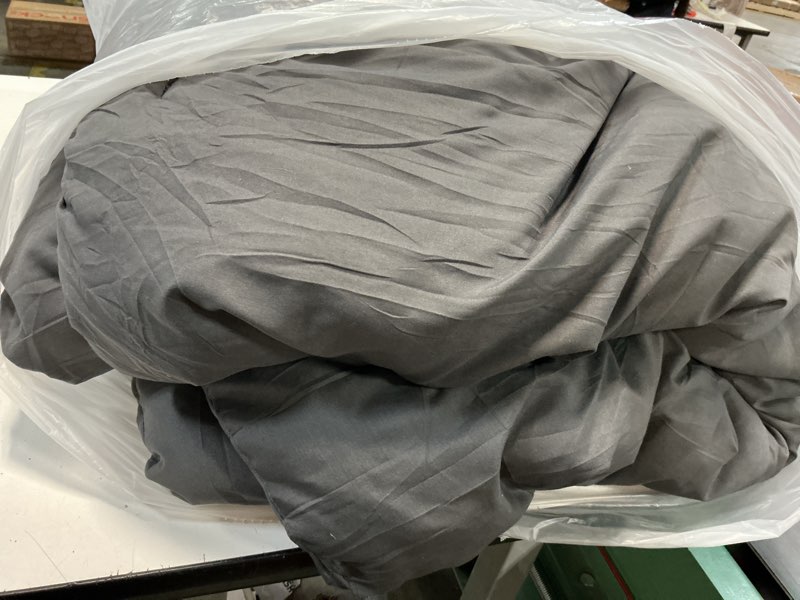 Condition photo showing As Is for CozyLux King Size Comforter Set Dark Grey, 3 Pieces Solid Dark Gray Breathable Quilted Style Bedding Sets, Luxury Soft Microfiber Down Alternative Comforter Bed Set (1 Comforter & 2 Pillowcases) Dark Grey King