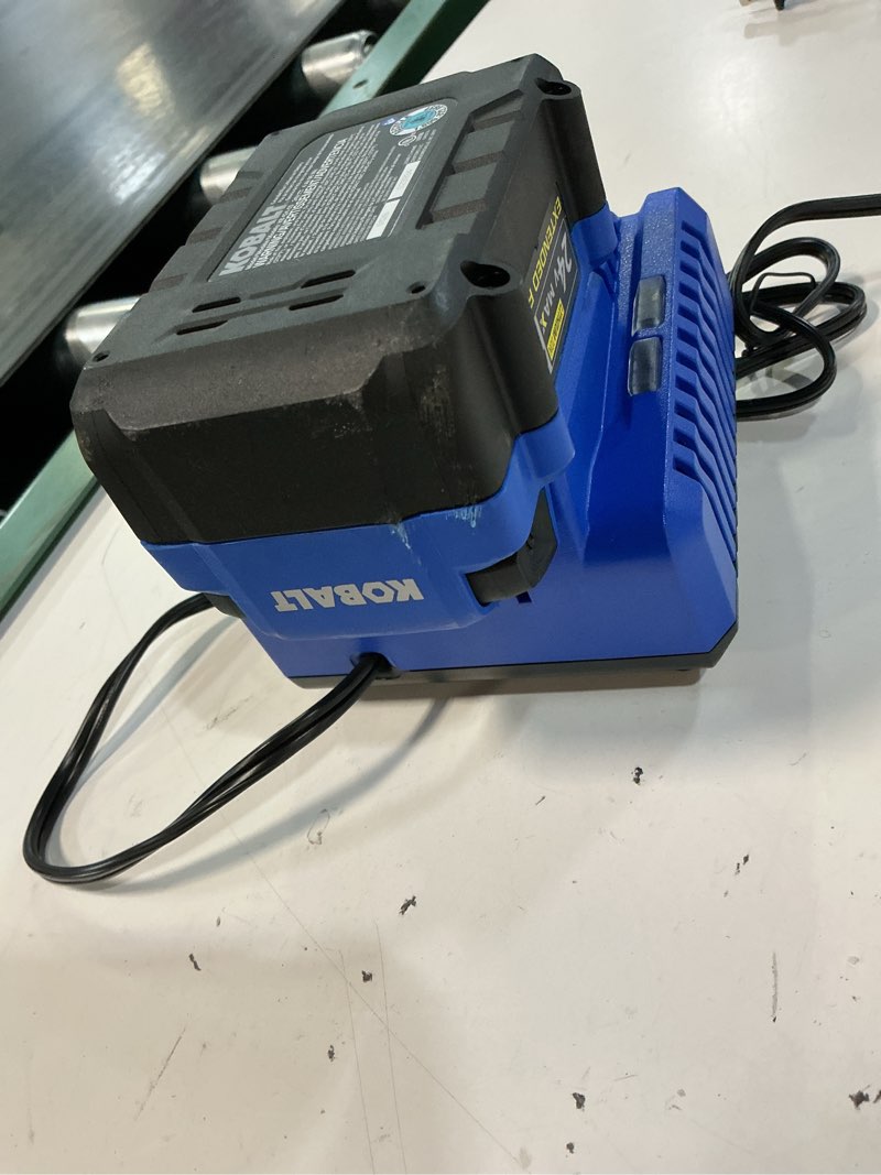 Condition photo showing As Is for kobalt model: kb 424-03 oem kobalt kb 424-03 24v max 4.0ah lithium-ion battery extended run with charger