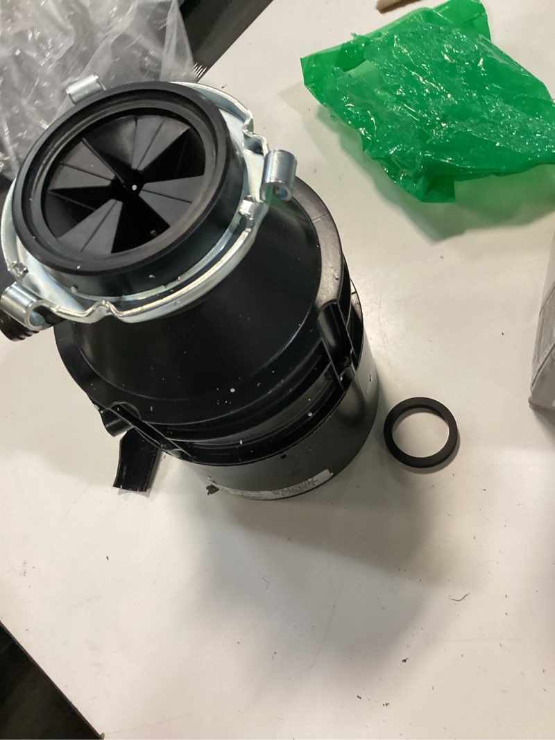 Condition photo showing As Is for insinkerator badger 5xl continuous feed 1/2-hp septic safe non-corded garbage disposal