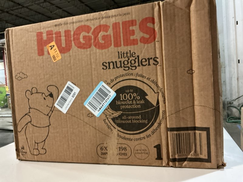 Condition photo showing New/Like New for Huggies Size 1 Diapers, Little Snugglers Diapers, Size 1 (8-14 lbs), 198 Count (6 Packs of 33), Packaging May Vary