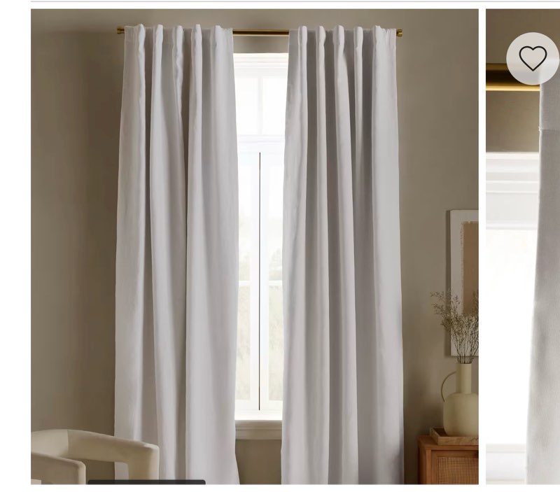 European Linen True Blackout Curtain, 48x96, White