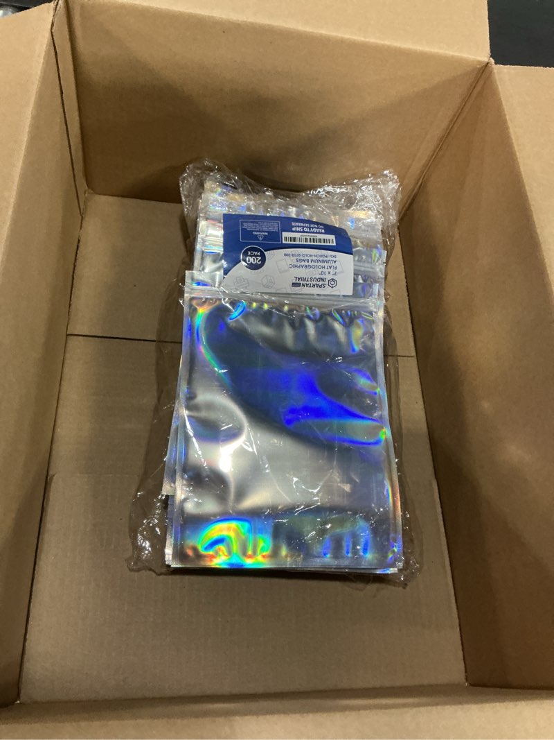 Condition photo showing New/Like New for spartan industrial - 7" x 10" smell-proof holographic bags - pack of 200 clear resealable bags for food storage and packaging, cosmetics, handmade goods, and more 7" x 10" (200 pack)