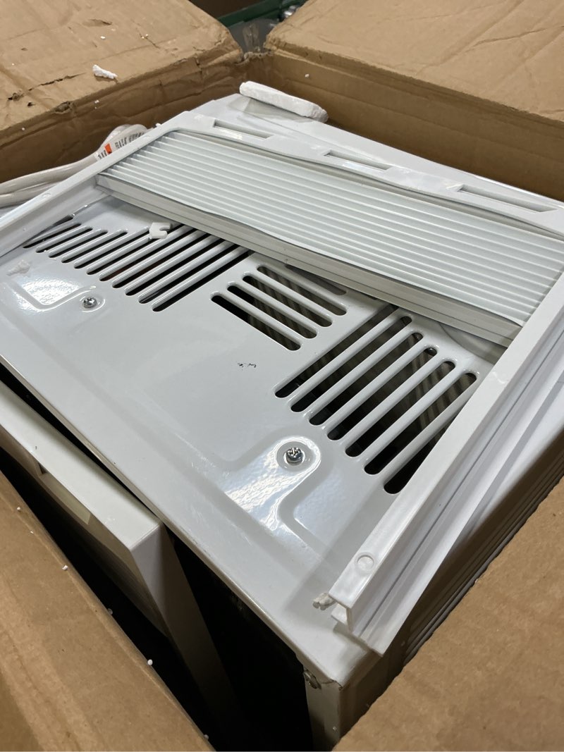 Condition photo showing As Is for GE Window Air Conditioner Unit, 5,000 BTU for Small Rooms up to 150 sq ft. with Manual Adjustable Fan and Cooling Settings, Perfect for Small Bedroom or Living Room, Easy Install Kit Included, White New 5,000 BTU Mechanical Controls White