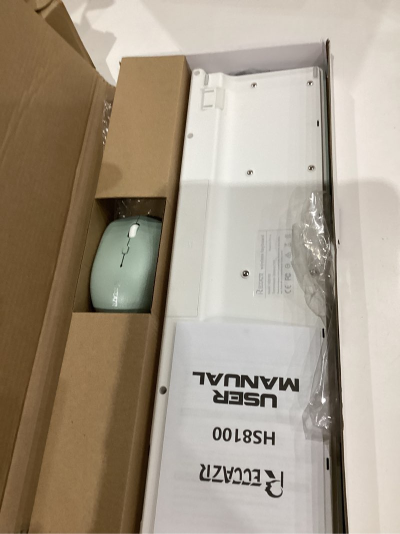 Condition photo showing As Is for Wireless Keyboard and Mouse Combo, Full-Sized Wireless Keyboard and Adjustable DPI Mouse, 2.4GHz USB Receiver, Silent Keyboard and Mouse for PC, Windows, MAC, Desktop, Laptop (Avocado Green)