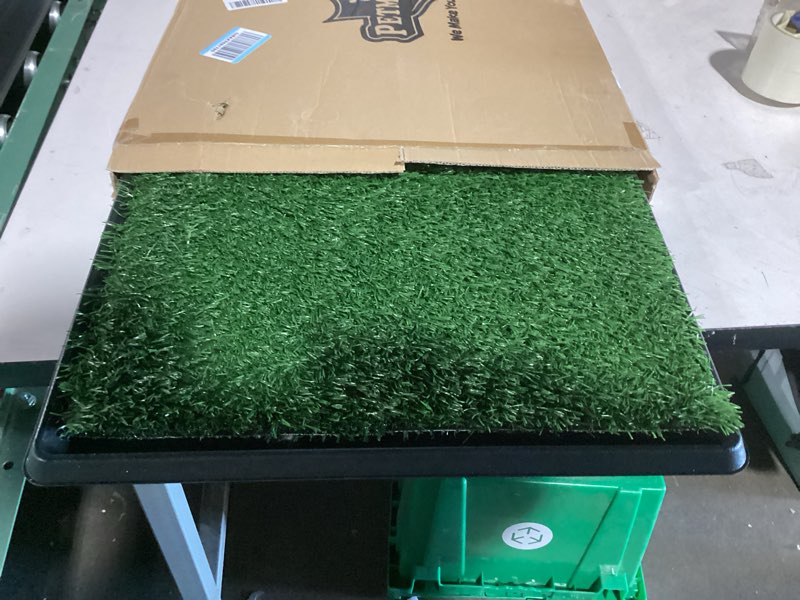 Condition photo showing Good Condition for artificial grass puppy pee pad for dogs and small pets - 20x25 inch, reusable 3-layer turf pads for dogs with tray - indoor and outdoor fake grass potty pet supplies by petmaker medium 3-layer system
